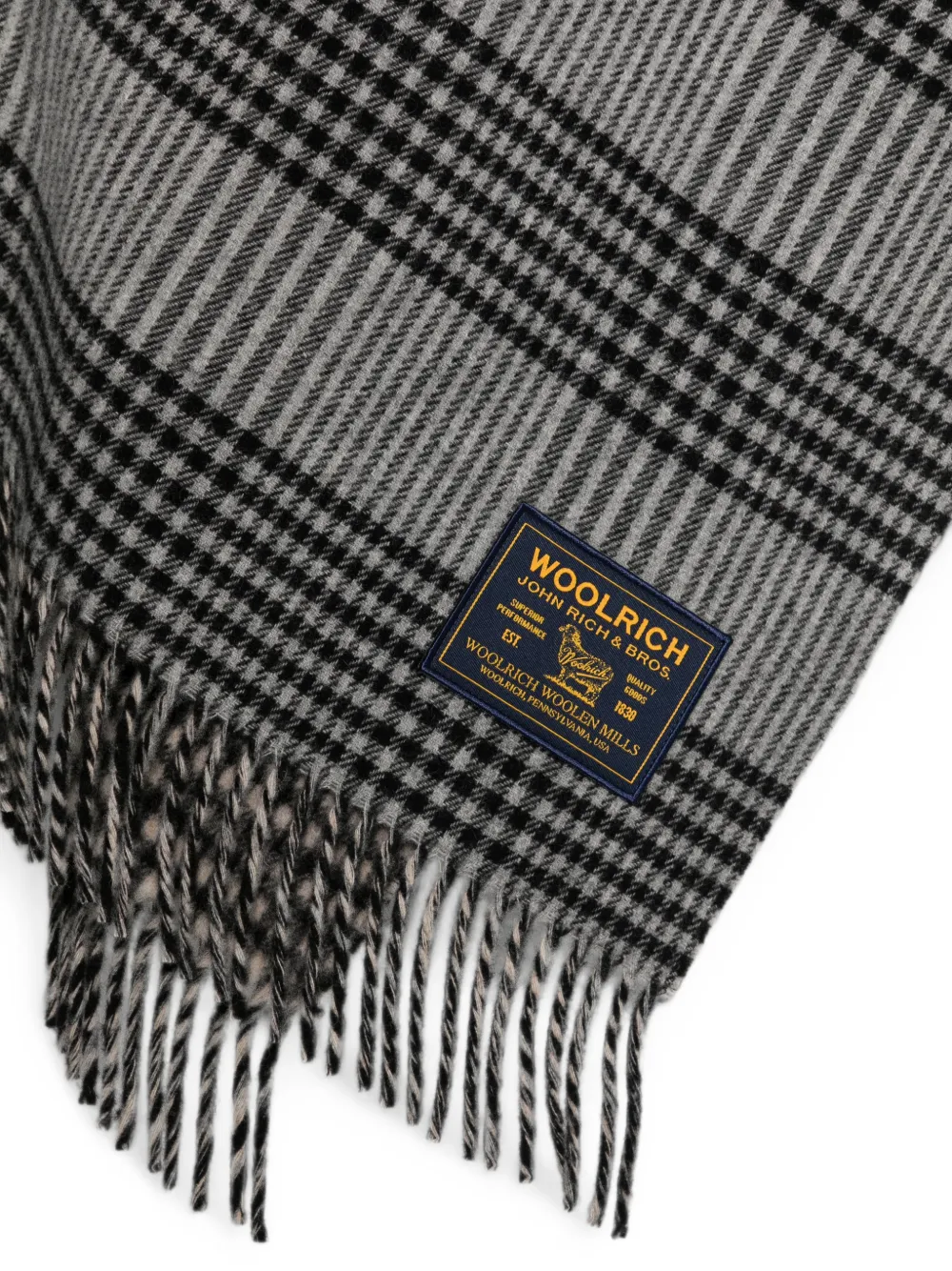 Woolrich Geruite poncho met franje Grijs