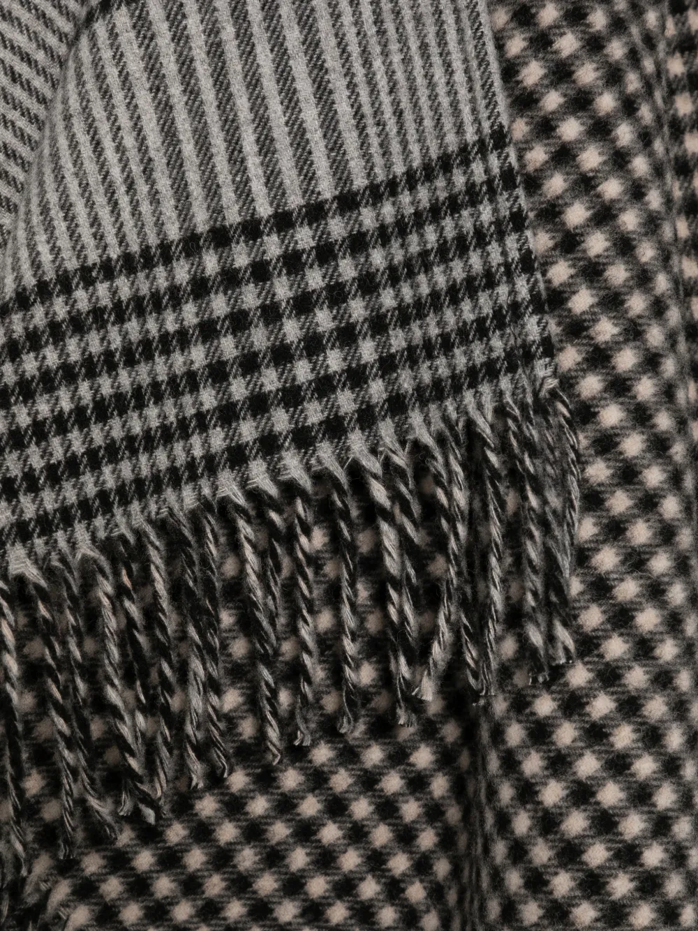 Woolrich Geruite poncho met franje Grijs