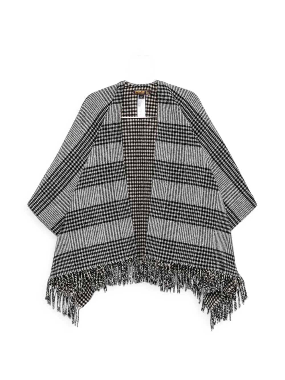 Woolrich check-pattern fringed poncho | Grey | Image 1