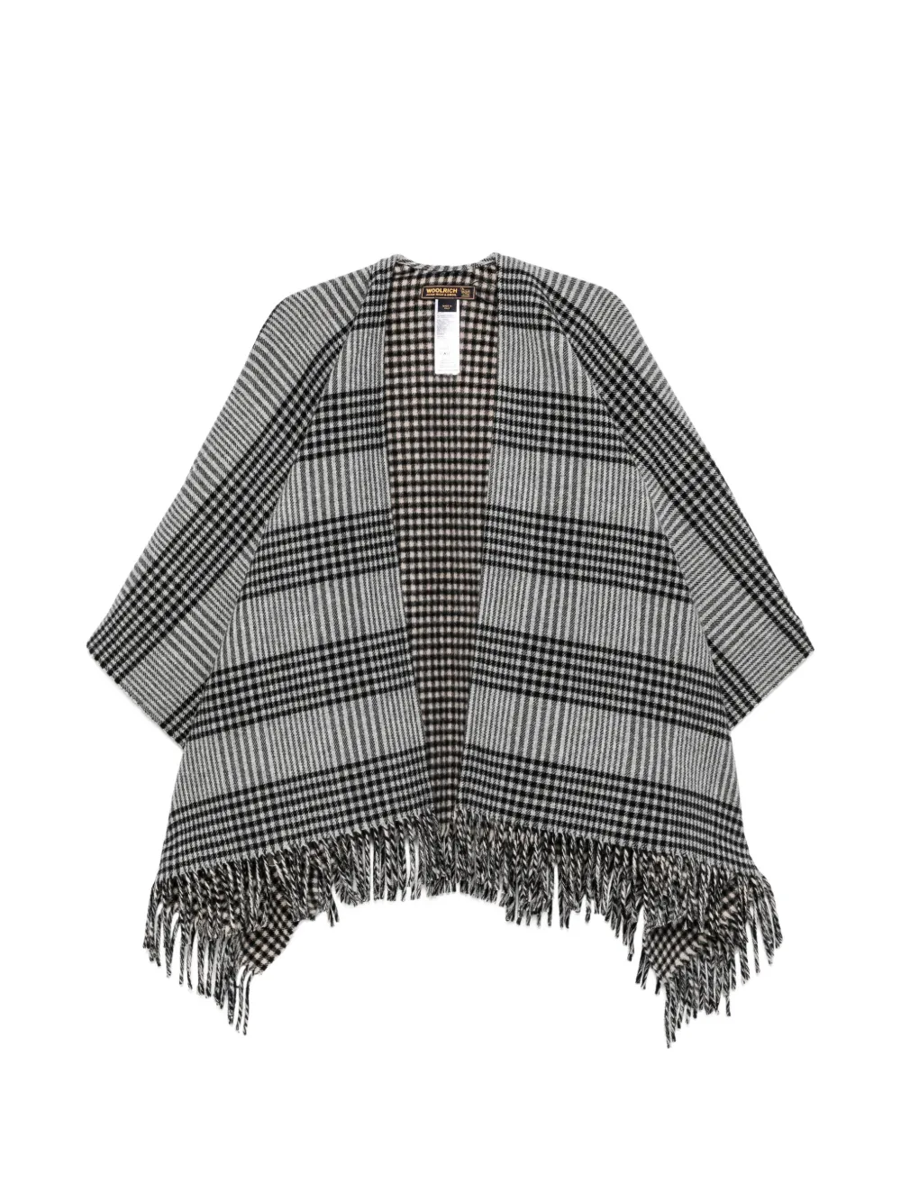 Woolrich check-pattern fringed poncho | Grey | Image 1