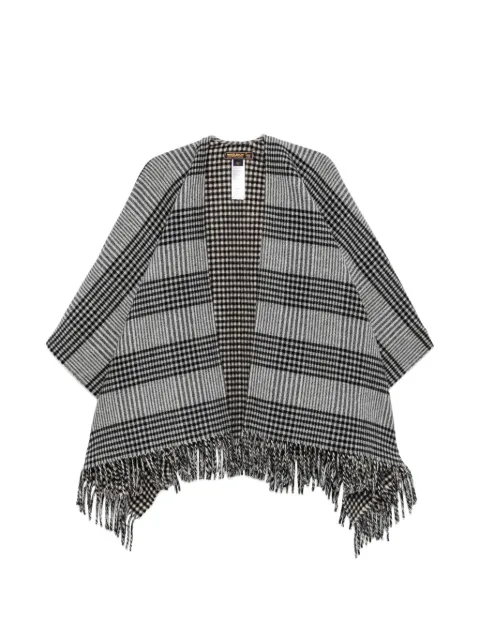Woolrich check-pattern fringed poncho