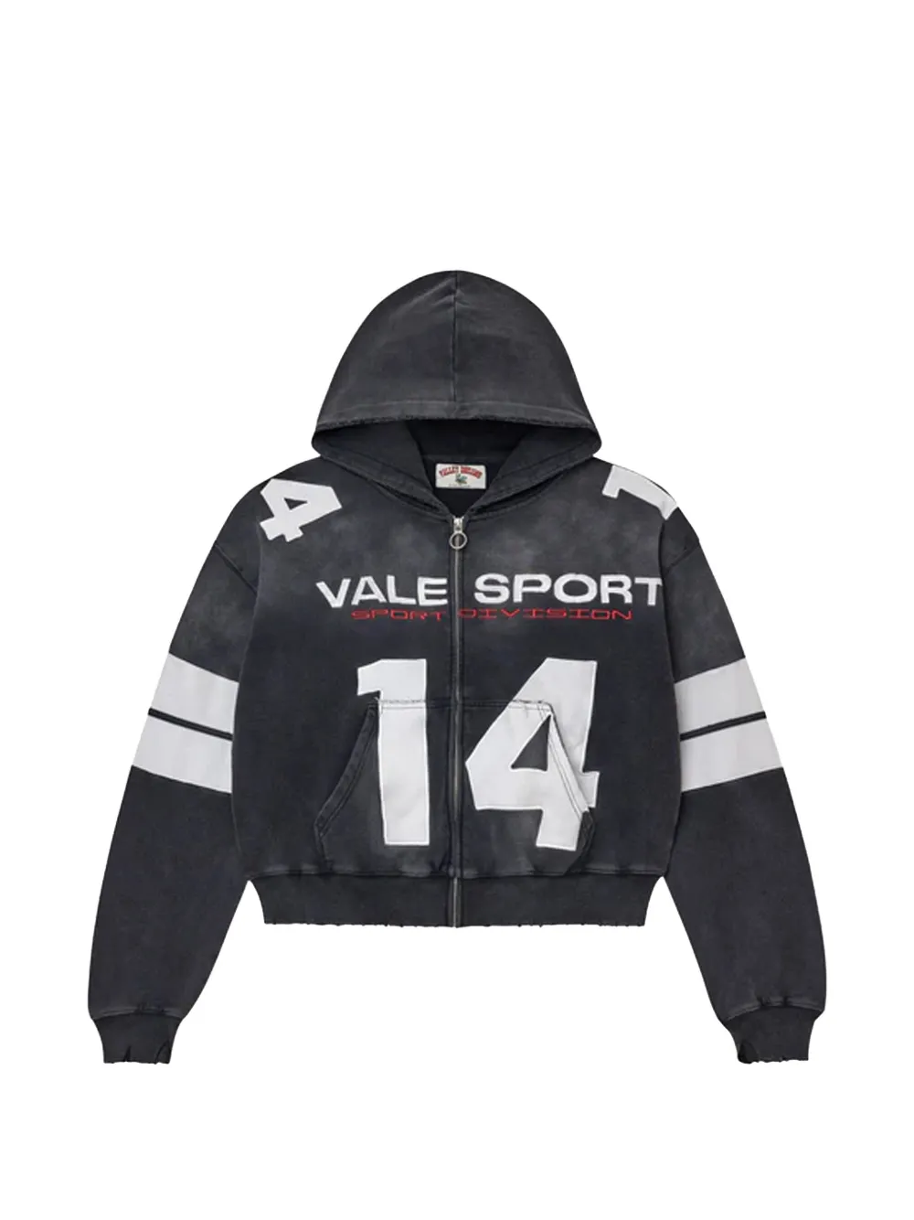 Vale Faded-effect Zip-up Hoodie In Gray