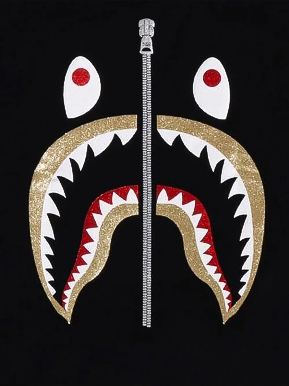 A BATHING APE Glitter Shark T-shirt Zwart