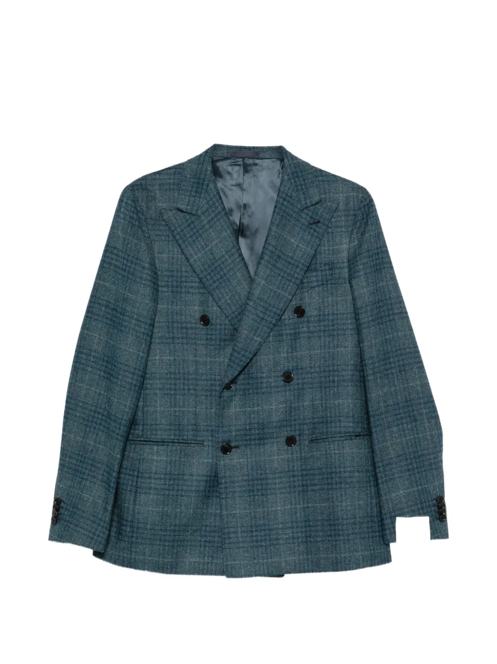 Caruso double-breasted checked blazer - Blau