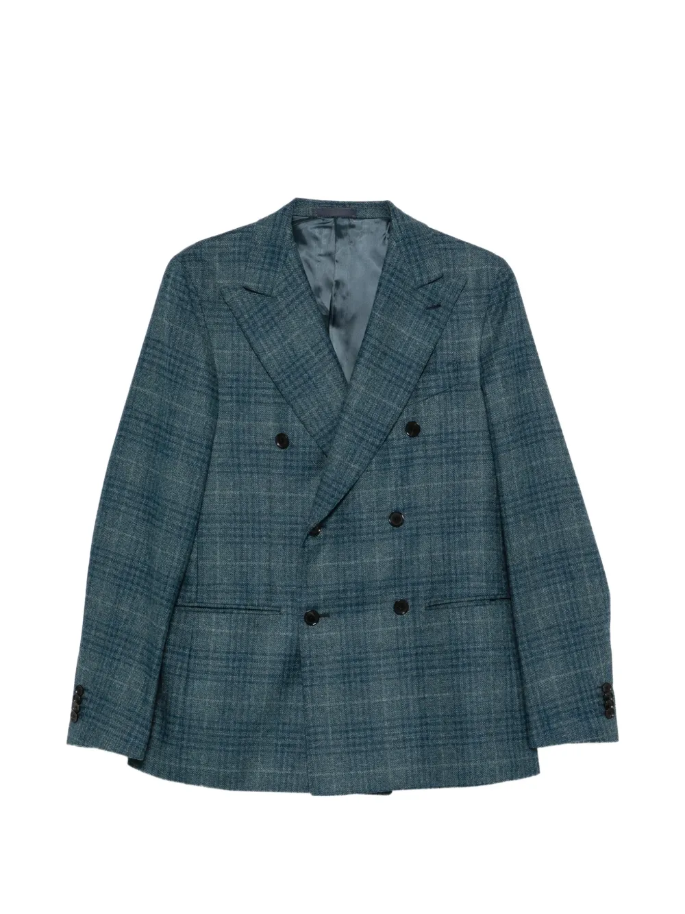 Caruso double-breasted checked blazer | Blue | Image 1