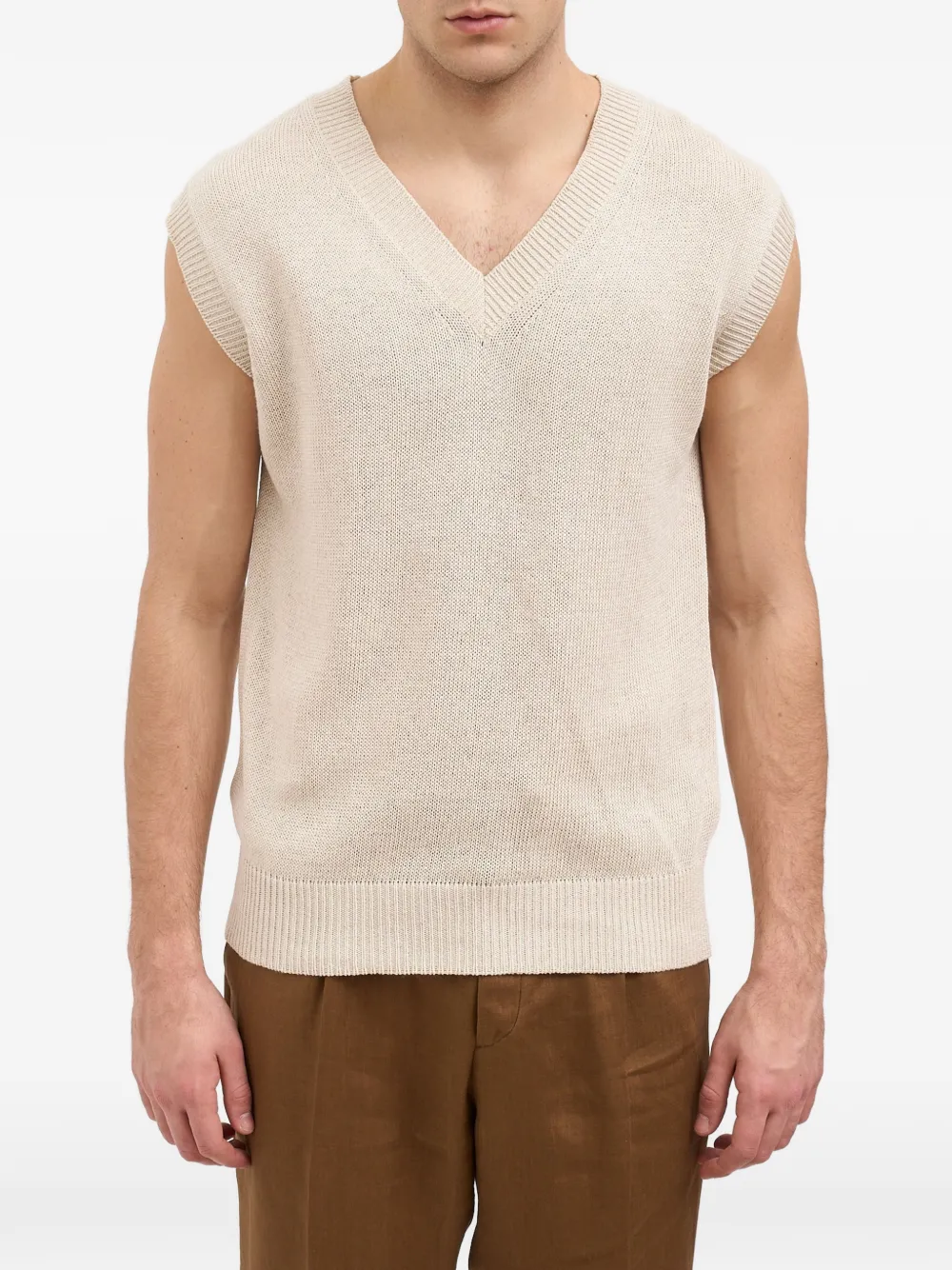Daniele Alessandrini V-neck knitted vest - Tons neutres Daniele Alessandrini V-neck knitted vest - Tons neutres