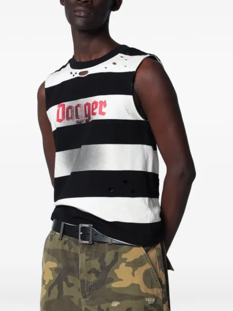 DAGGER Dean distressed-effect striped tank top