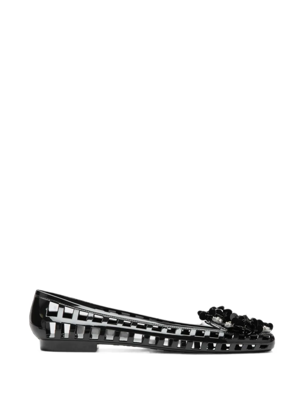 HEAVENLY JELLY Bloomi beaded-flower ballet flats - Nero