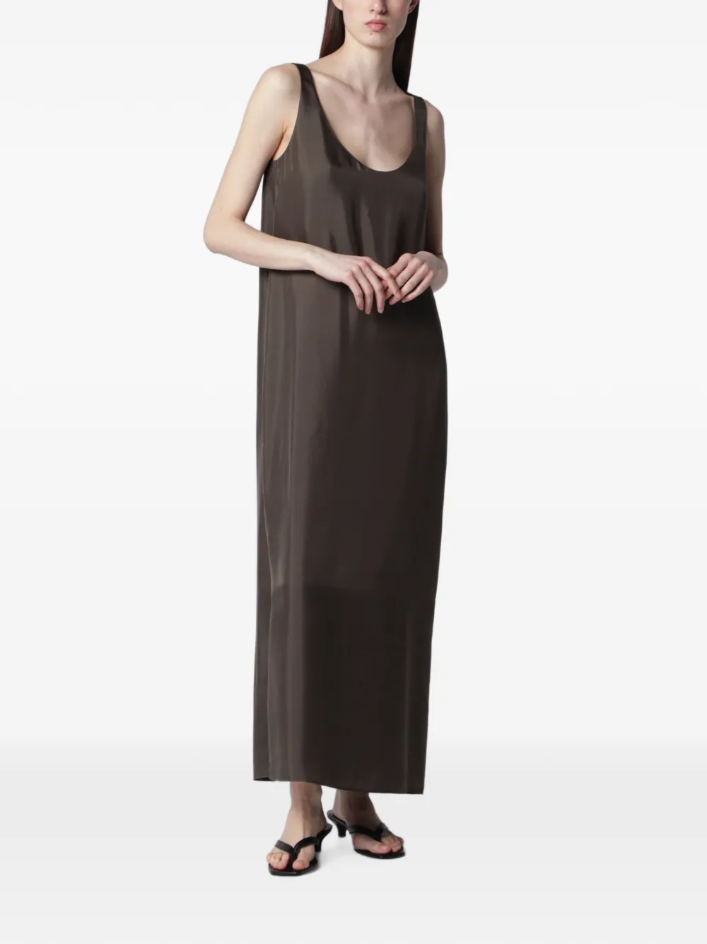 Róhe scoop-neck silk maxi dress - Marron