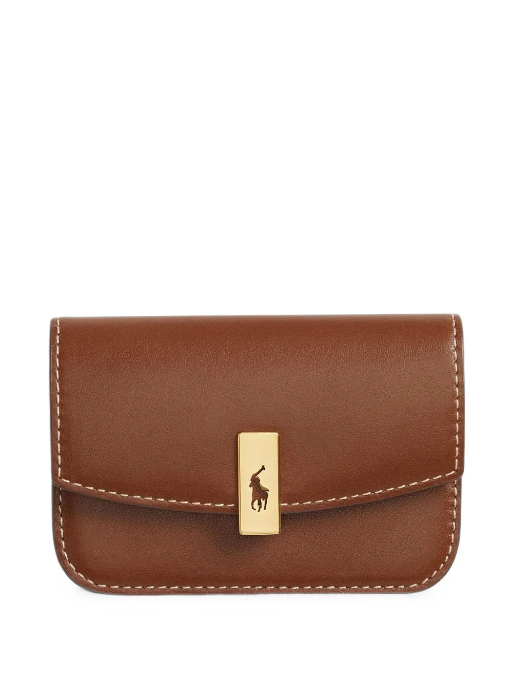 Polo Ralph Lauren Polo ID leather fold-over card case - Marrone