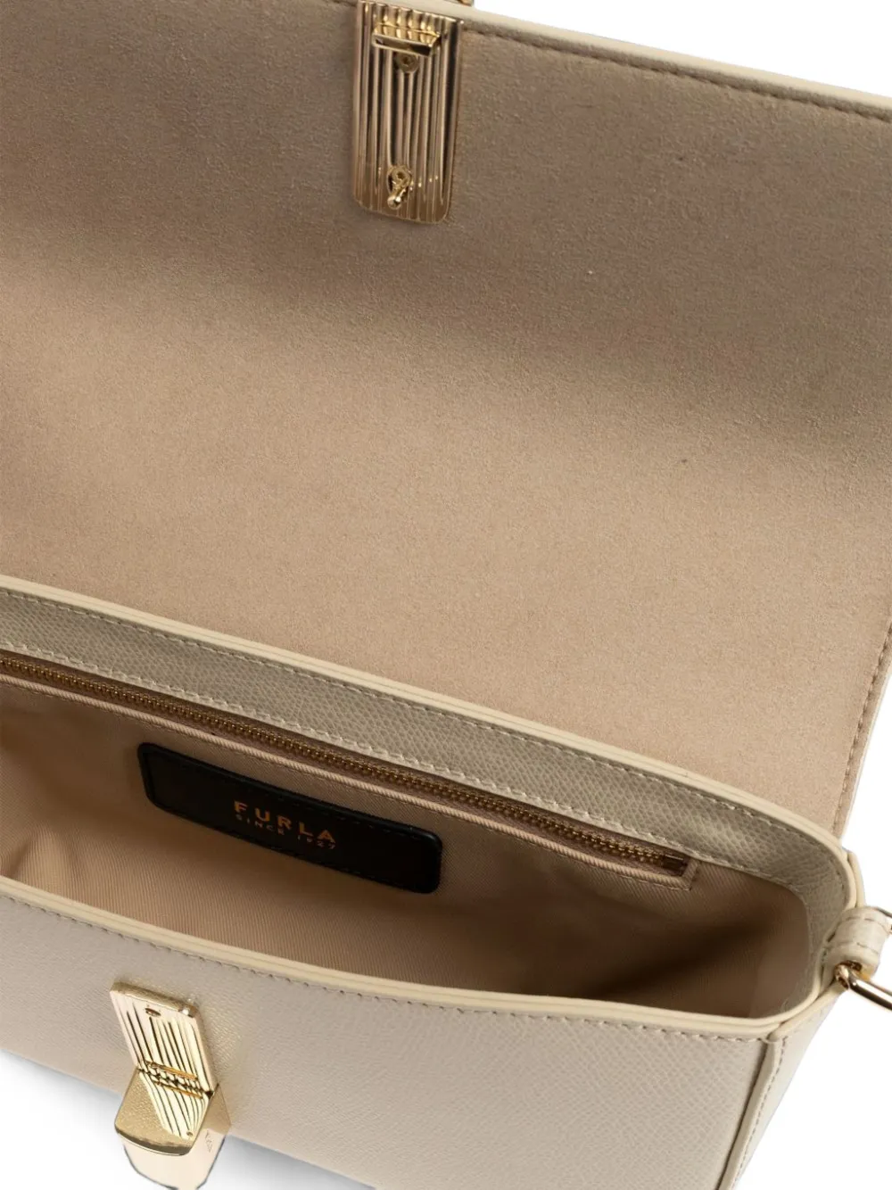 Furla Iride crossbodytas van leer met textuur Beige