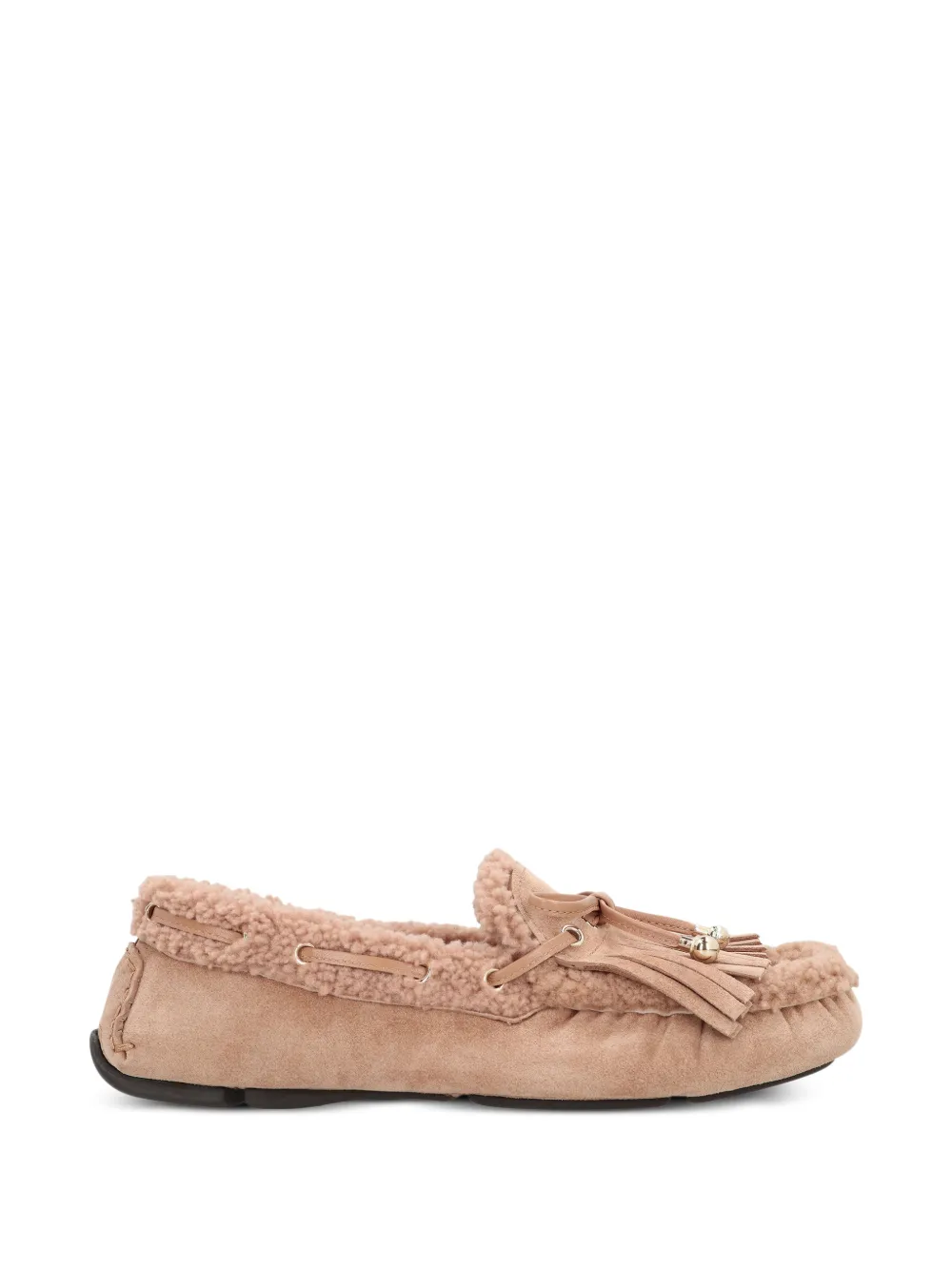 Jimmy Choo Manon F shearling-trim suede loafers - Rosa