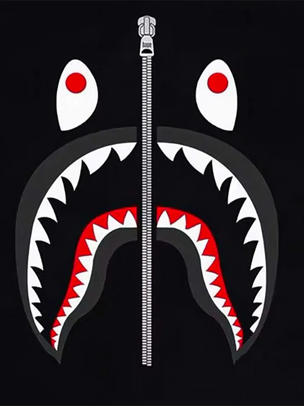 A BATHING APE Shark-print T-shirt Zwart