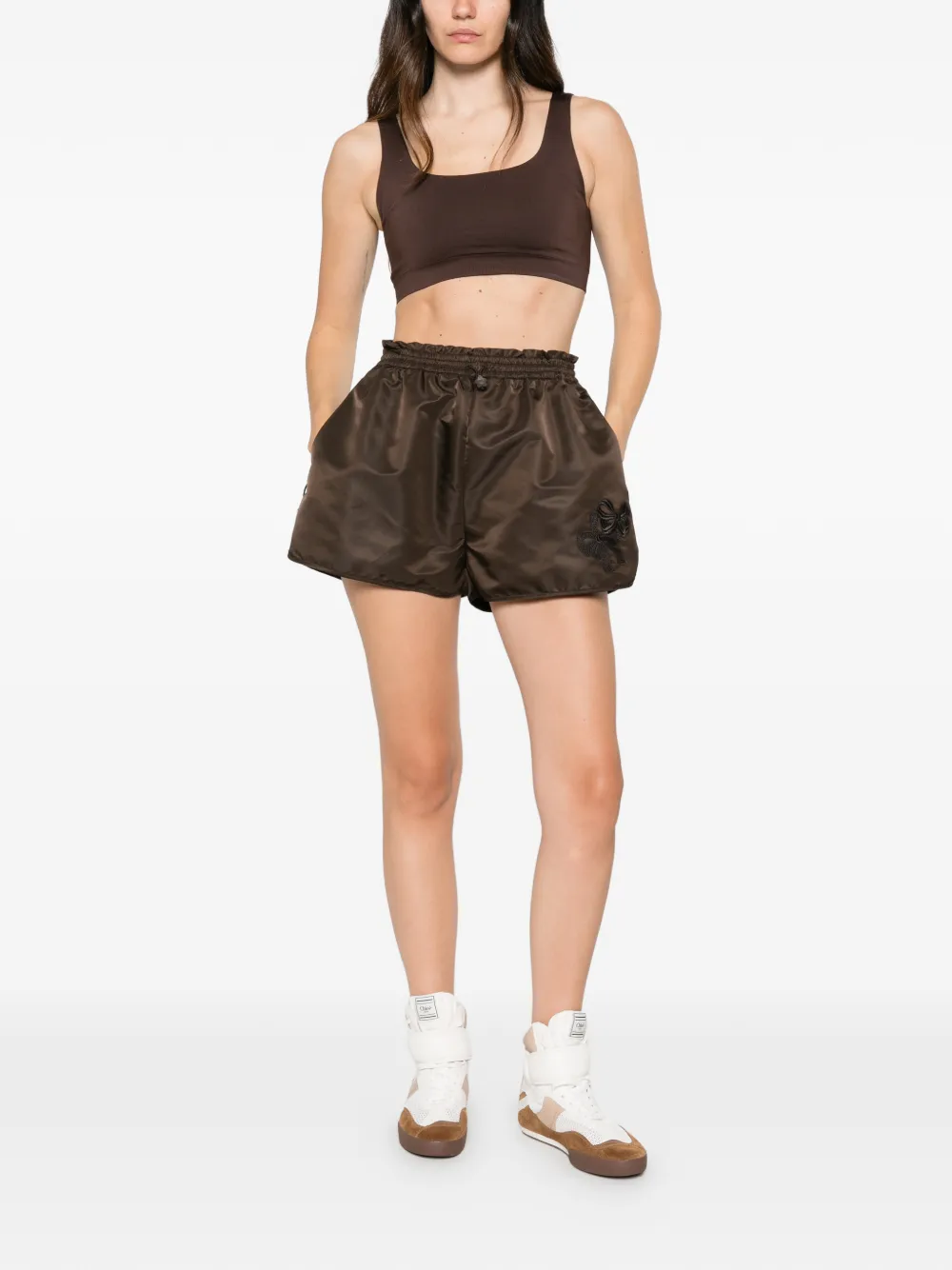 MC2 Saint Barth Cropped top met logopatch Bruin