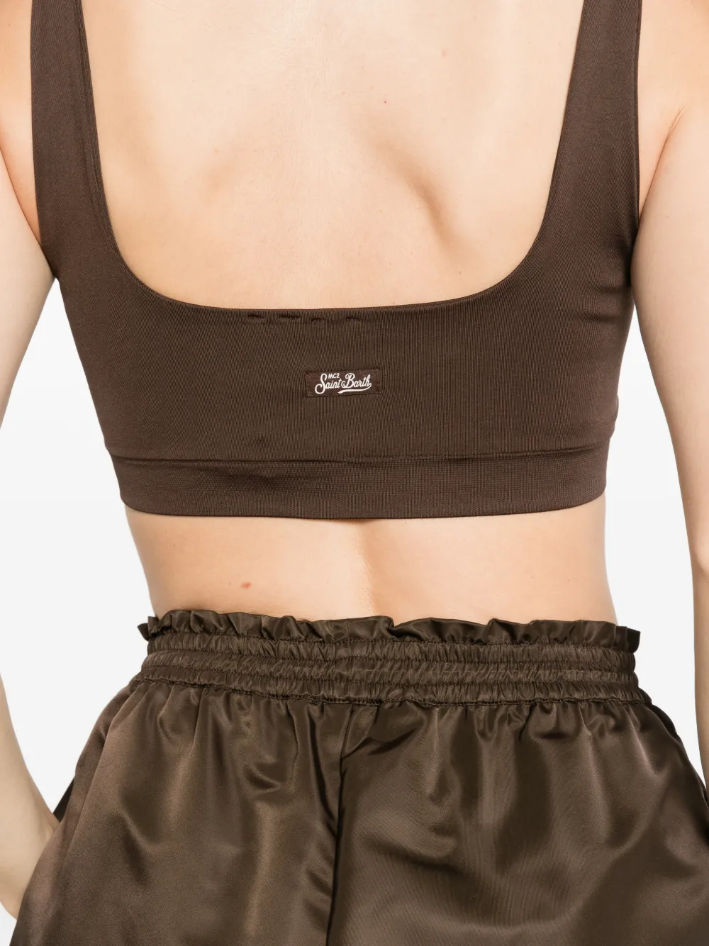 MC2 Saint Barth Cropped top met logopatch Bruin