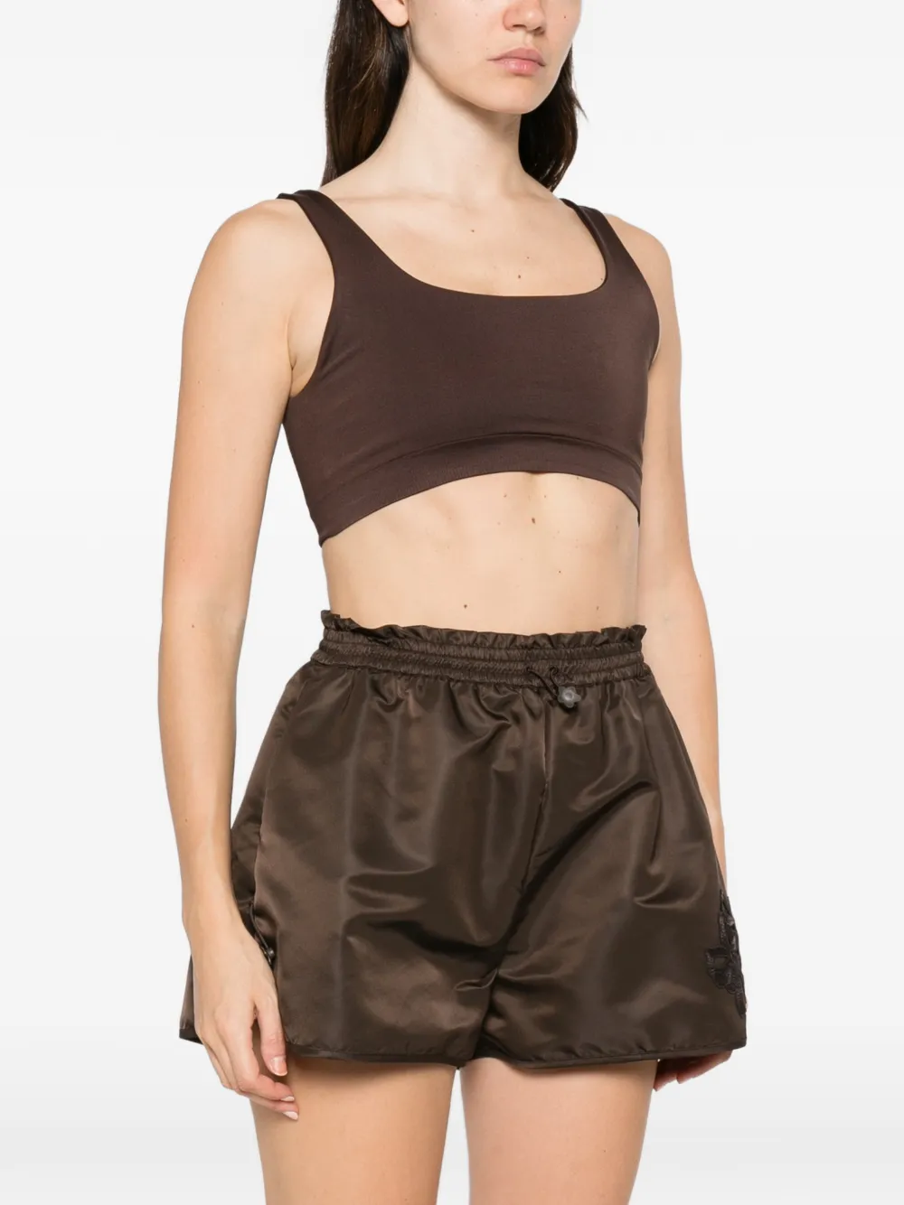 MC2 Saint Barth Cropped top met logopatch Bruin