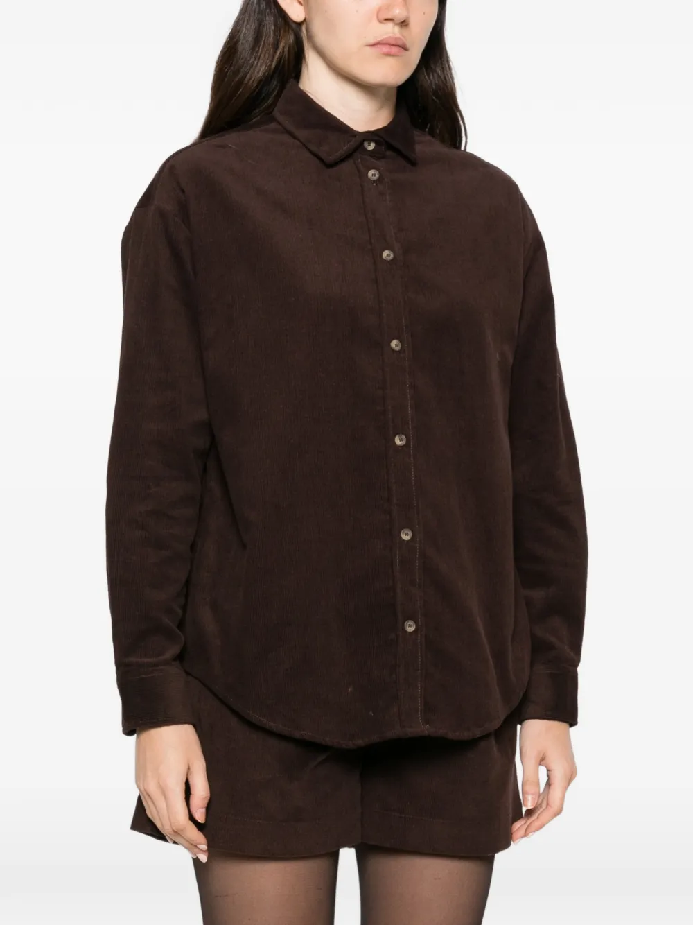 MC2 Saint Barth Ribfluwelen blouse met geborduurd logo Bruin