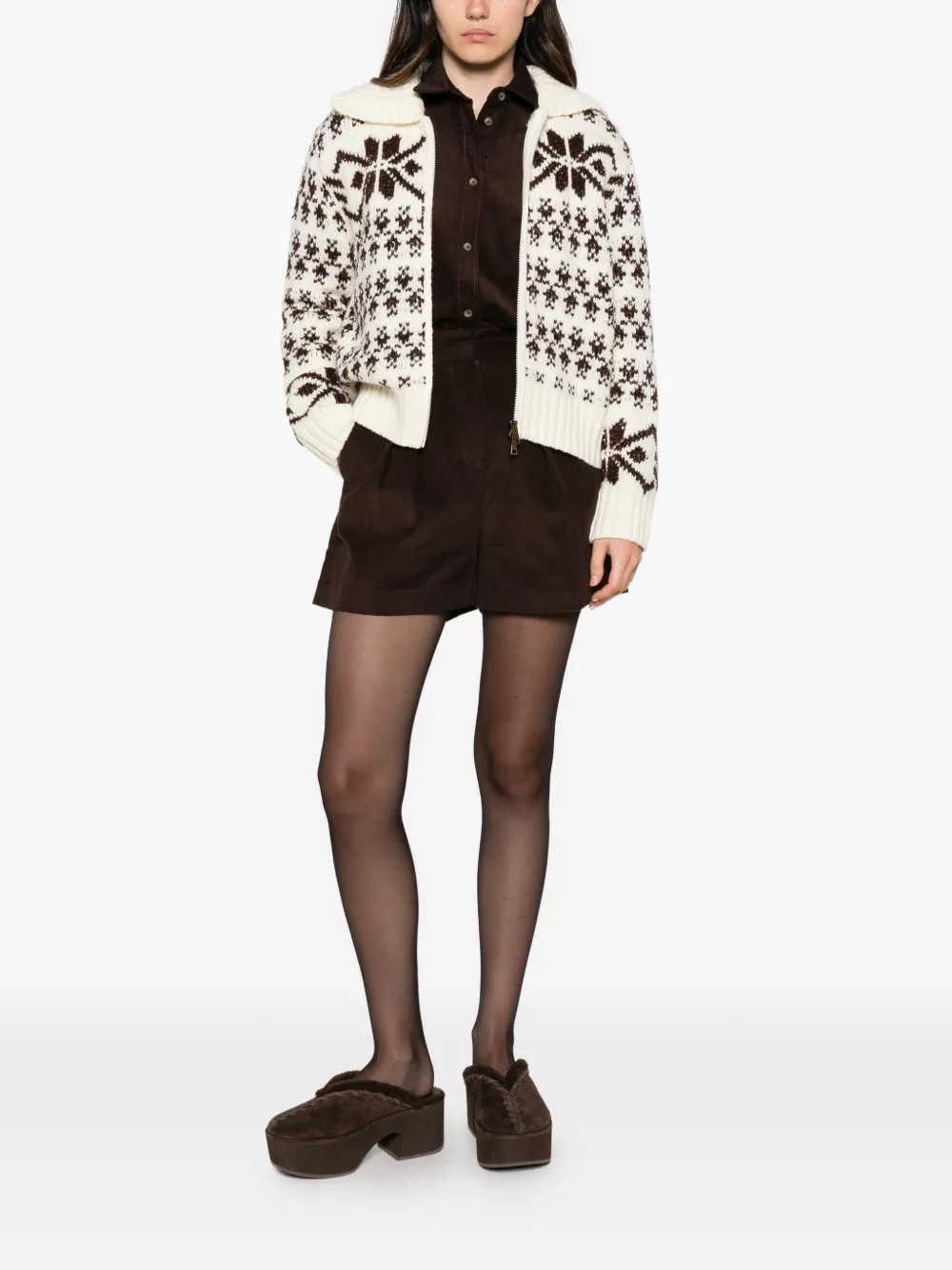 MC2 Saint Barth Ribfluwelen blouse met geborduurd logo Bruin