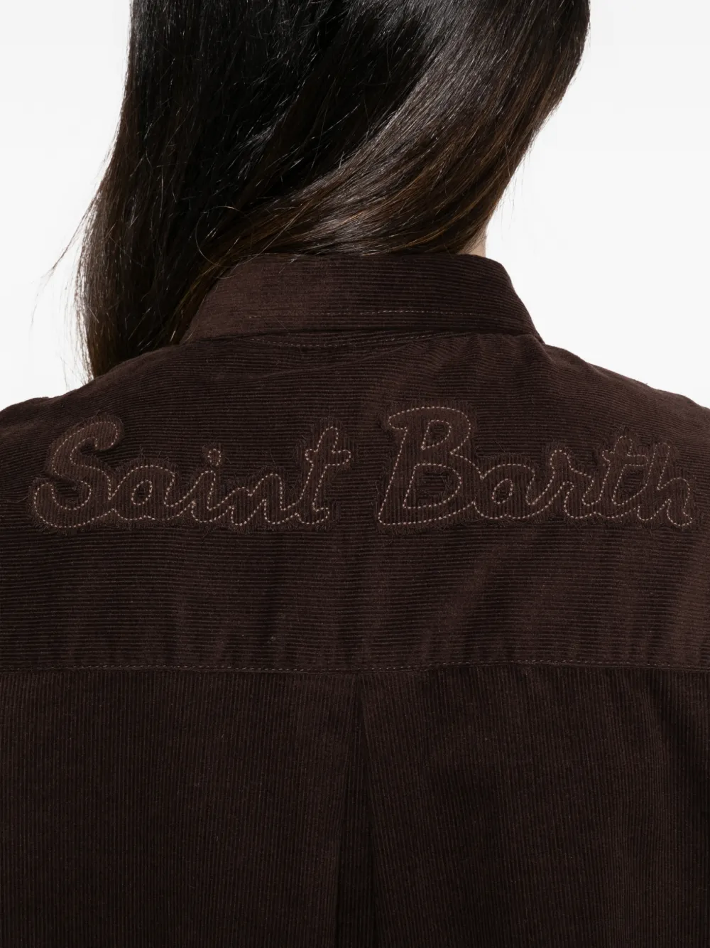 MC2 Saint Barth Ribfluwelen blouse met geborduurd logo Bruin