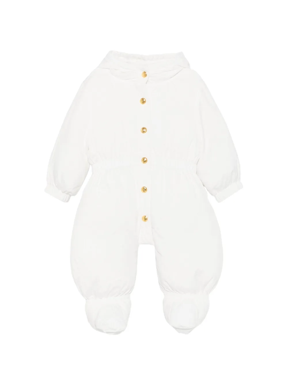 Elisabetta Franchi La Mia Bambina hooded logo-button snowsuit Wit