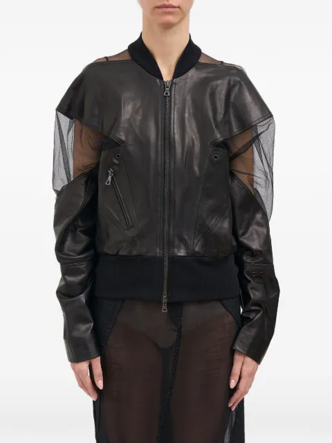 YEHUAFAN panelled leather bomber jacket