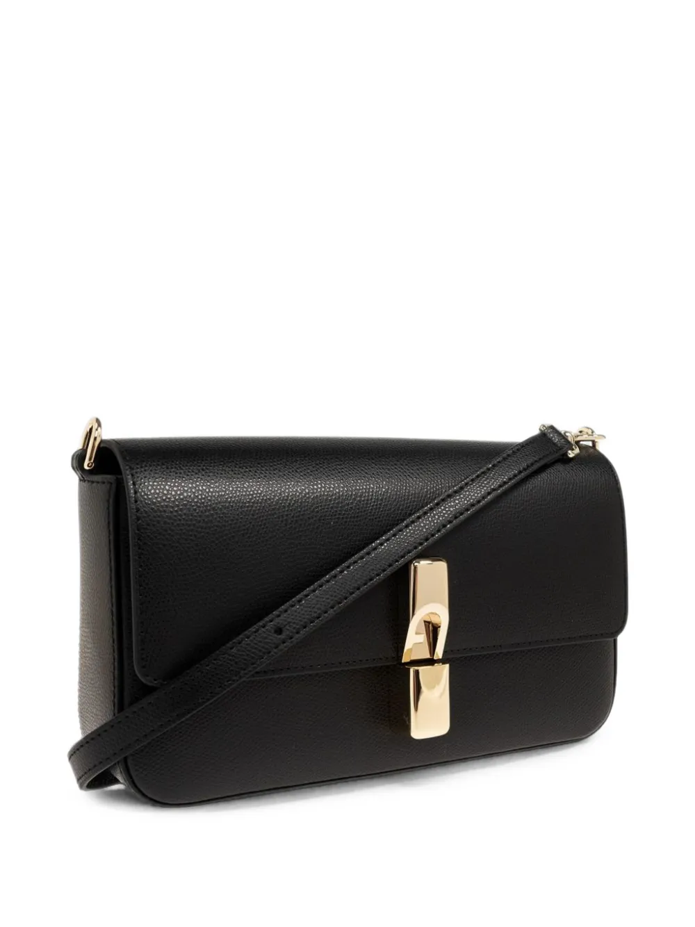 Furla Kleine Iride crossbodytas van leer met textuur Zwart