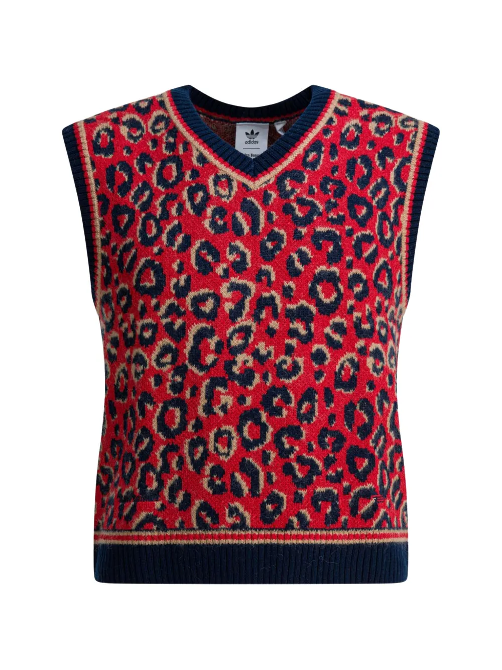 adidas x Wales bonner boleopard-print V-neck sweater