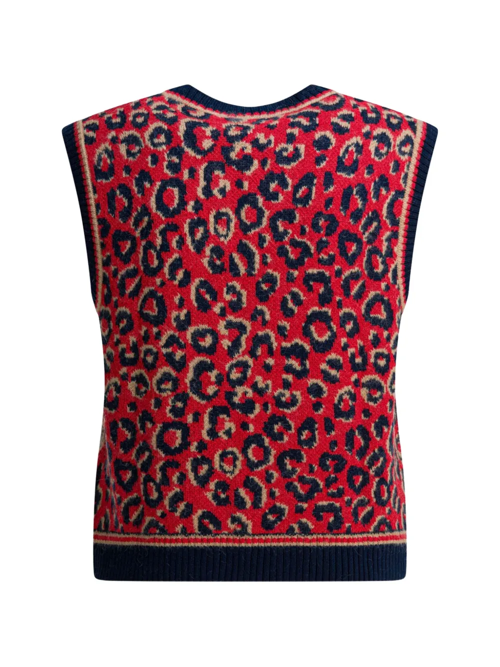 adidas x Wales bonner boleopard-print V-neck sweater Rood