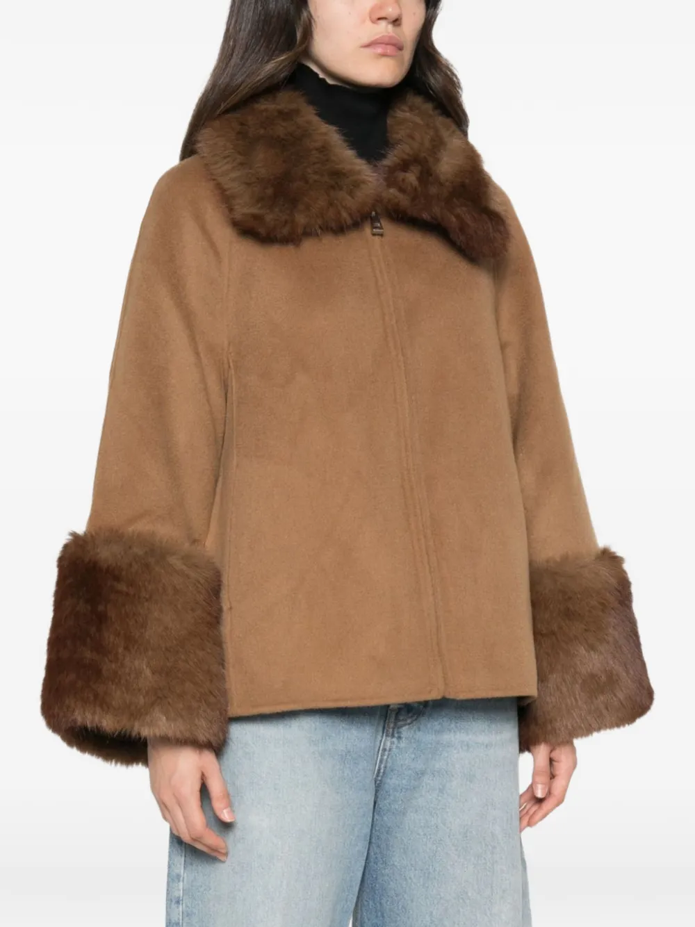 Apparis Judie faux-fur trim wool jacket - Toni neutri