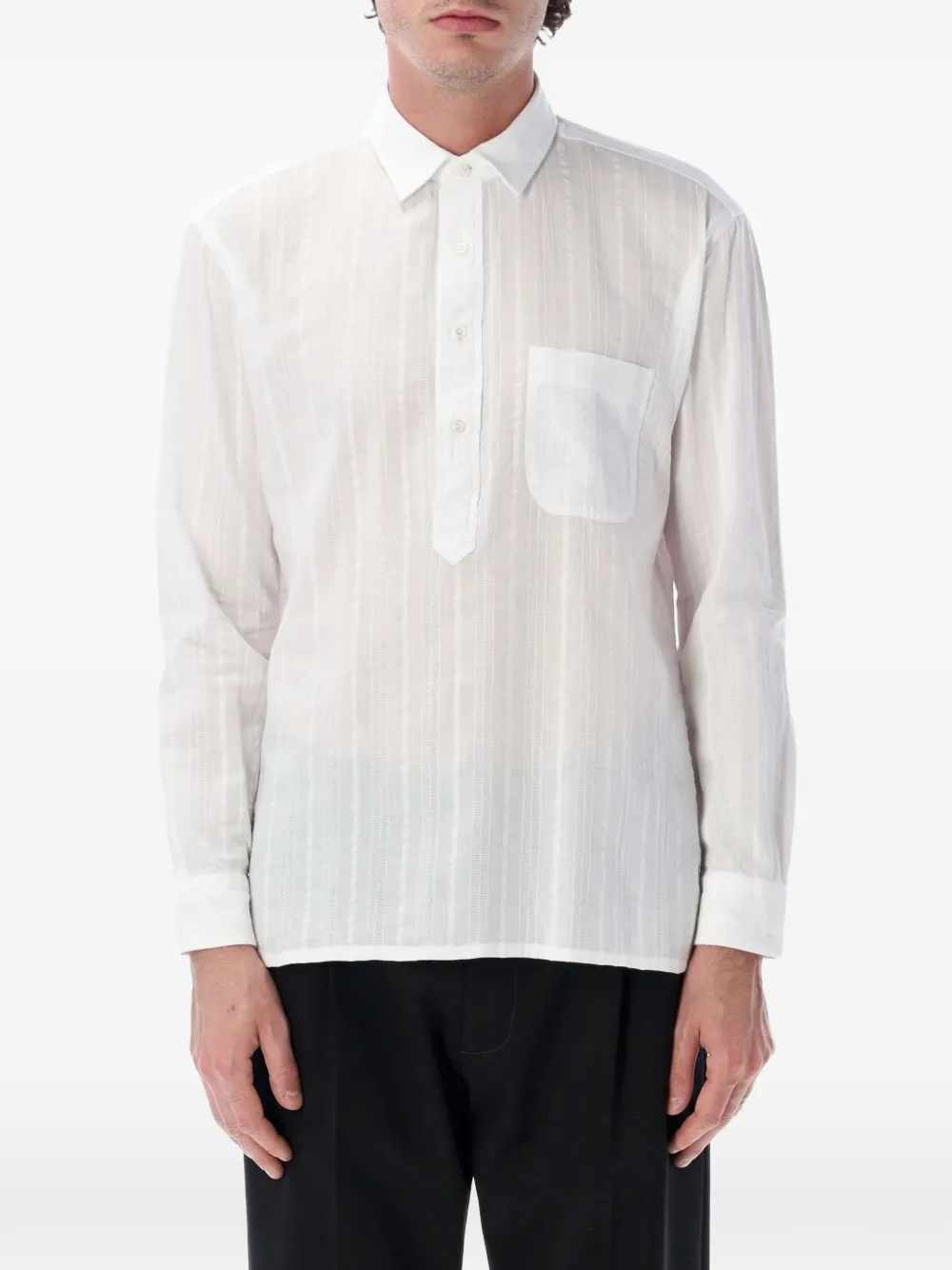 Salvatore Piccolo Alberto Vertical-stripe Polo Shirt In White