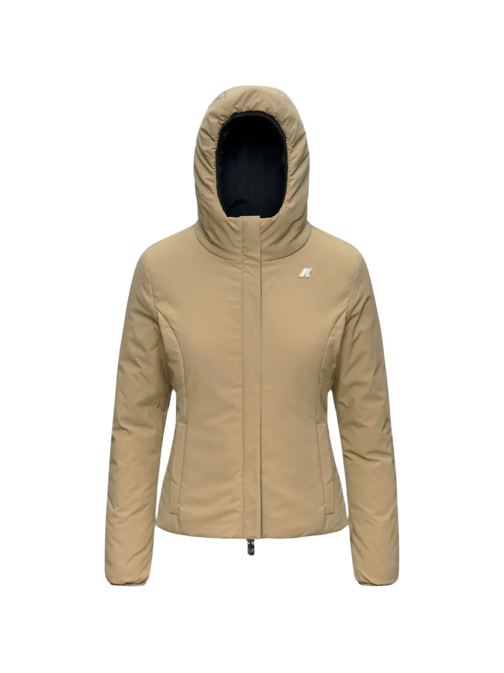 K-Way Lily jack met capuchon en logopatch Zwart