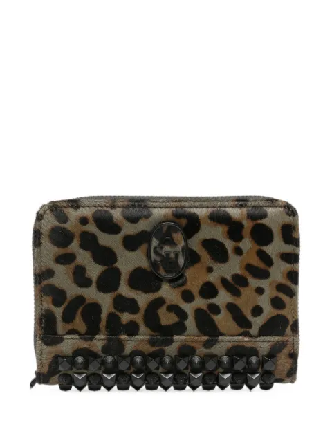 Ash leopard-print studded wallet