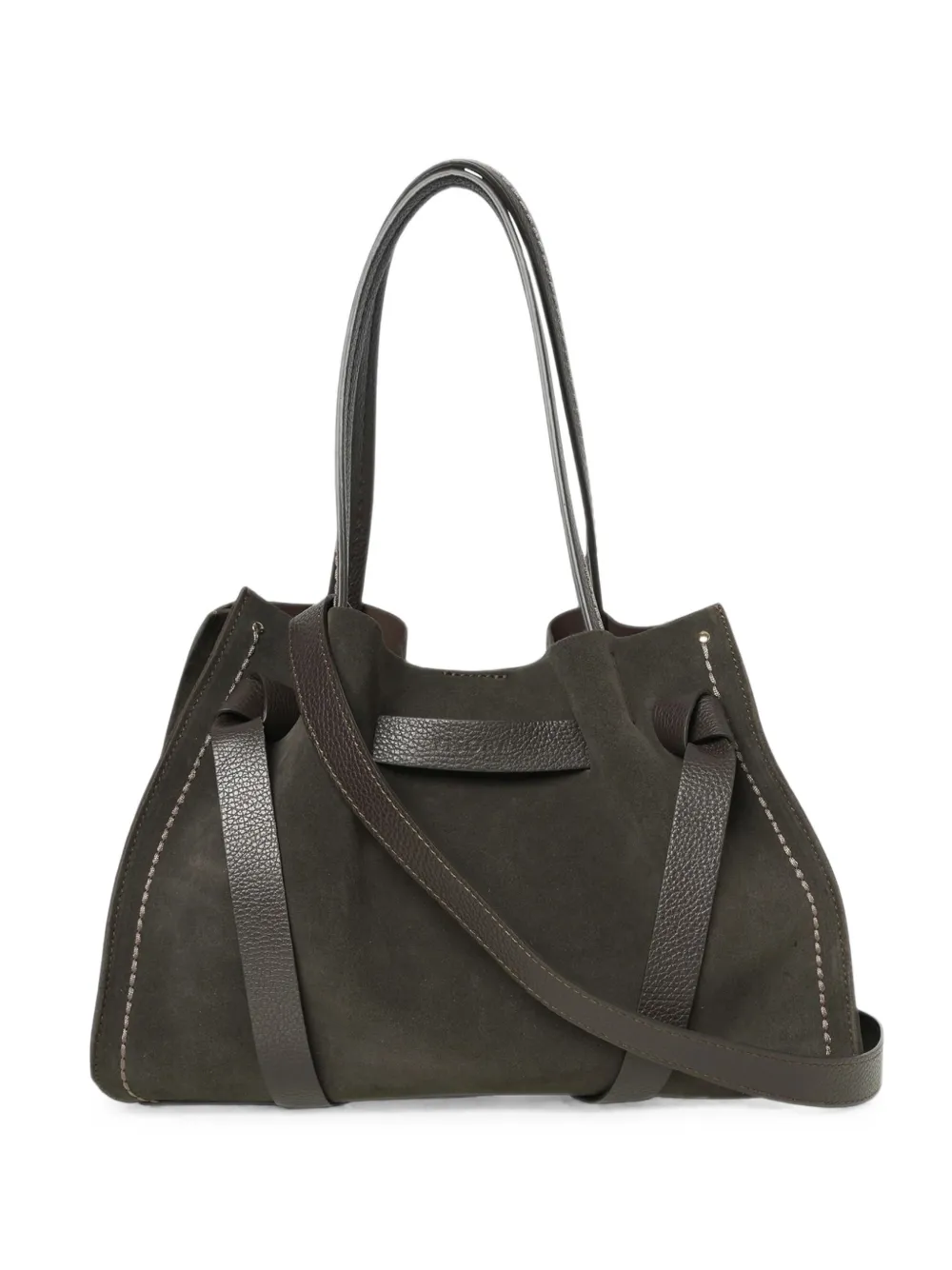 VISONA` Vittoria suede contrast-stitch tote bag