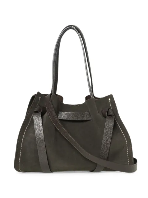 VISONA` Vittoria suede contrast-stitch tote bag