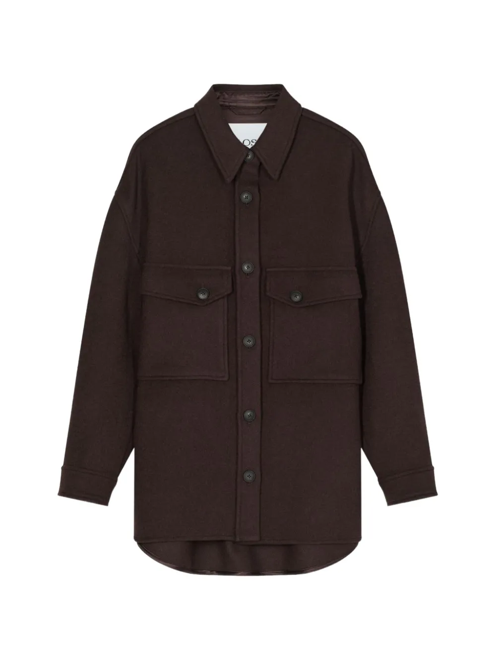 Closed spread-collar oversized jacket - Marron Closed spread-collar oversized jacket - Marron