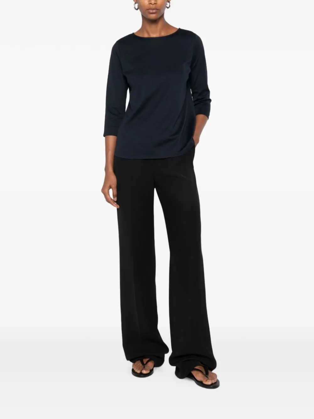 SHIRT C ZERO T-shirt met ronde hals en rechte zoom Zwart