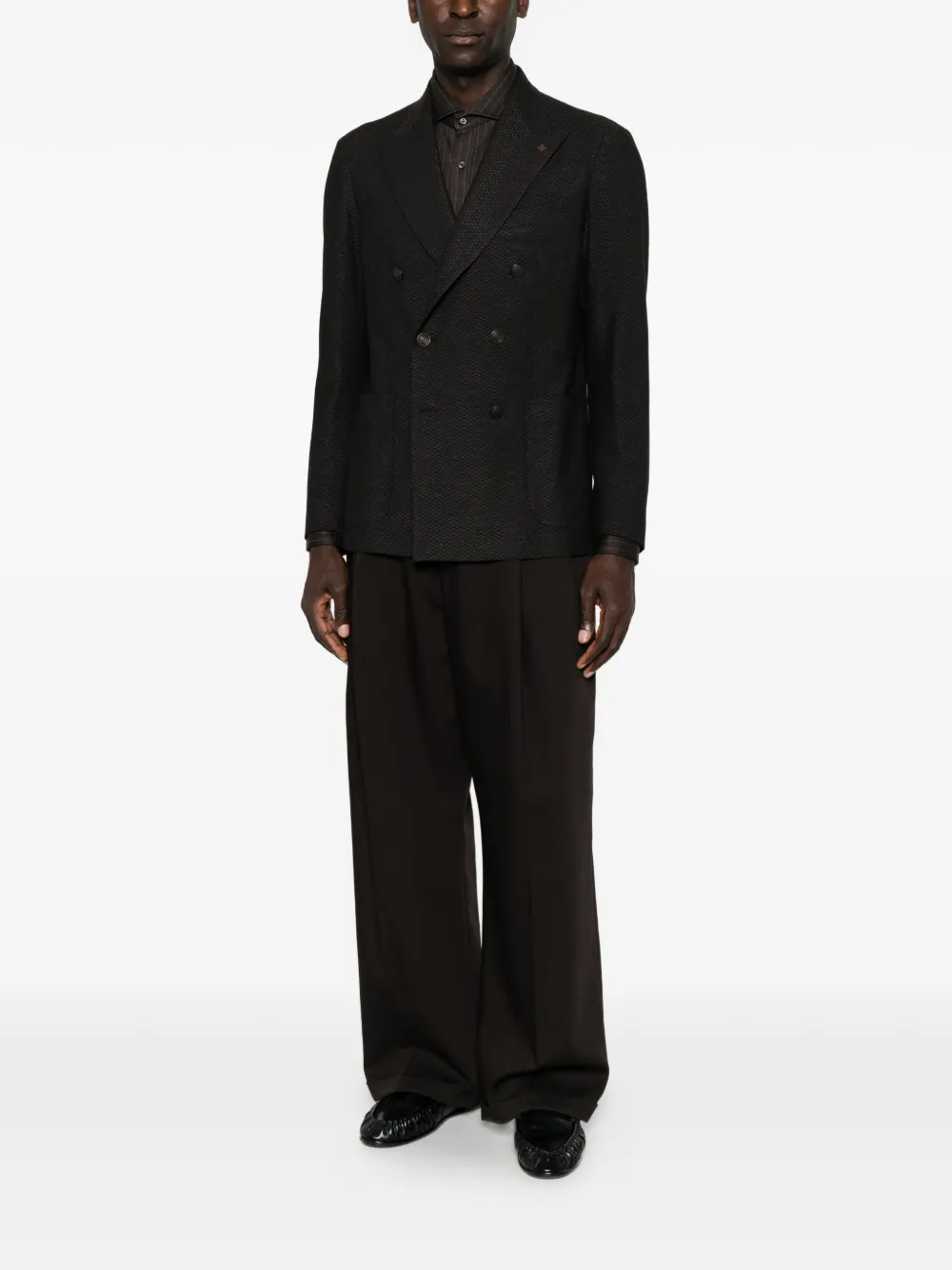 Tagliatore Blazer met dubbele rij knopen en chevronweefsel Zwart