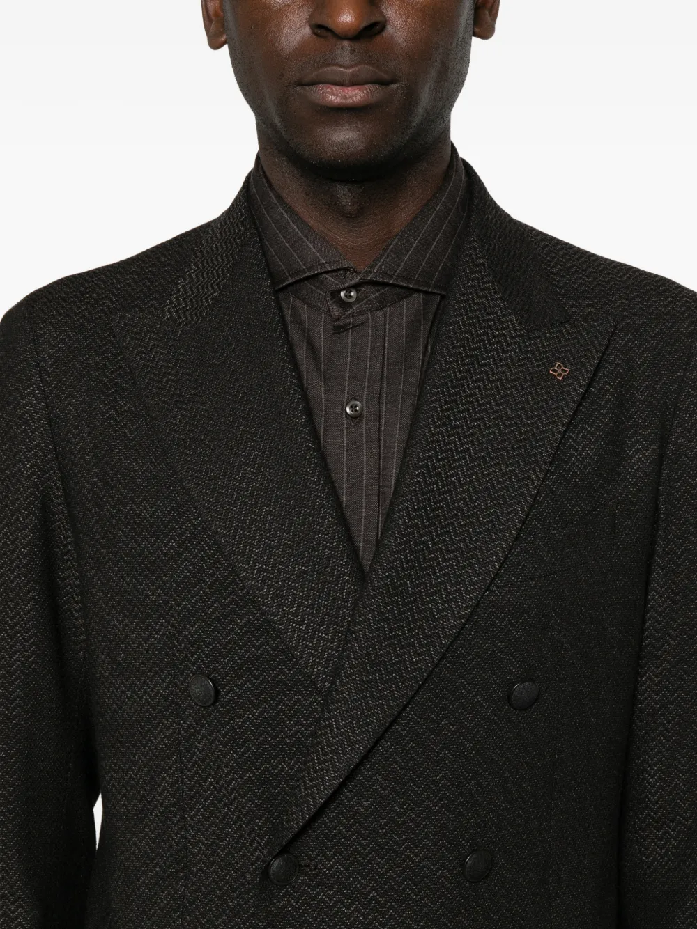 Tagliatore Blazer met dubbele rij knopen en chevronweefsel Zwart