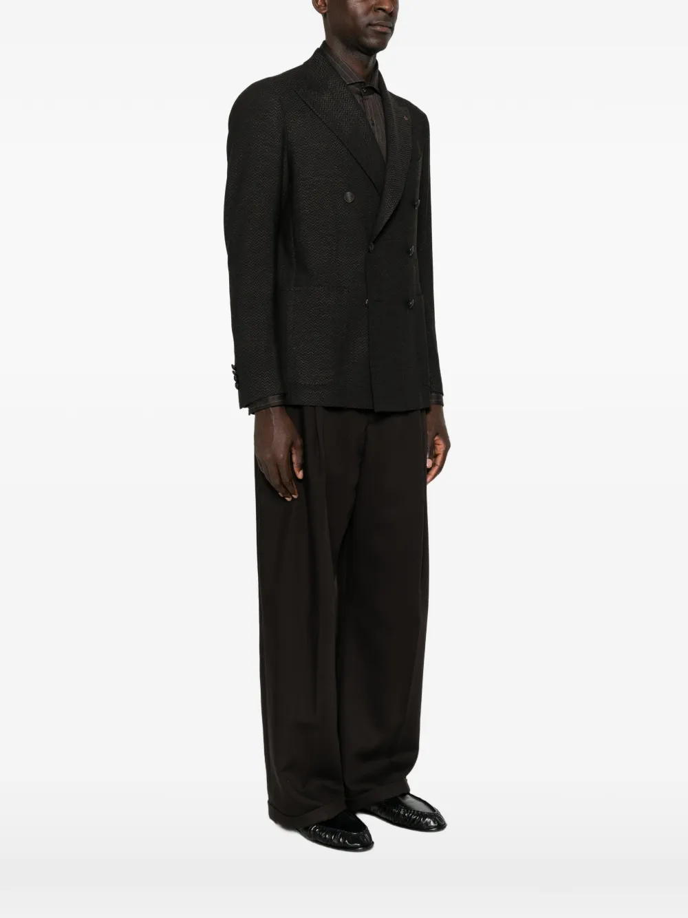 Tagliatore Blazer met dubbele rij knopen en chevronweefsel Zwart