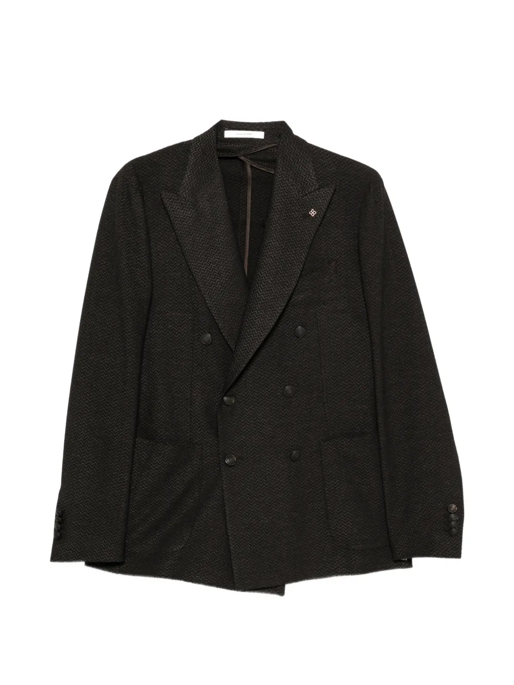 Tagliatore double-breasted chevron-weave blazer - Schwarz