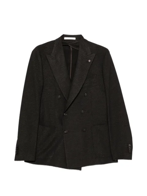 Tagliatore double-breasted chevron-weave blazer