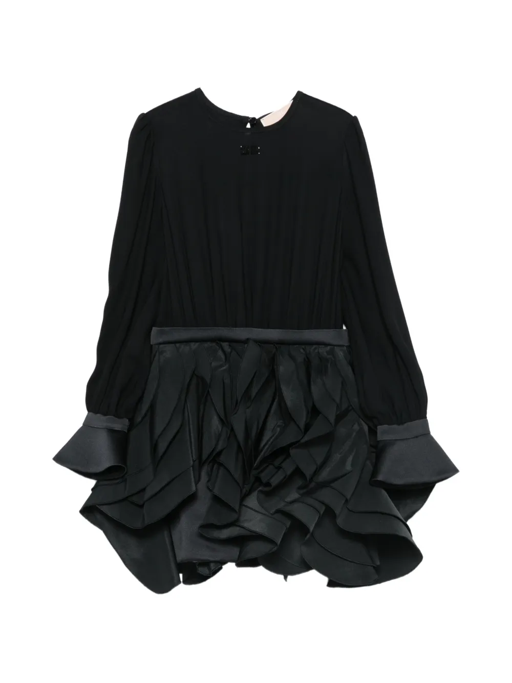Elisabetta Franchi La Mia Bambina ruffled long-sleeve dress - Nero