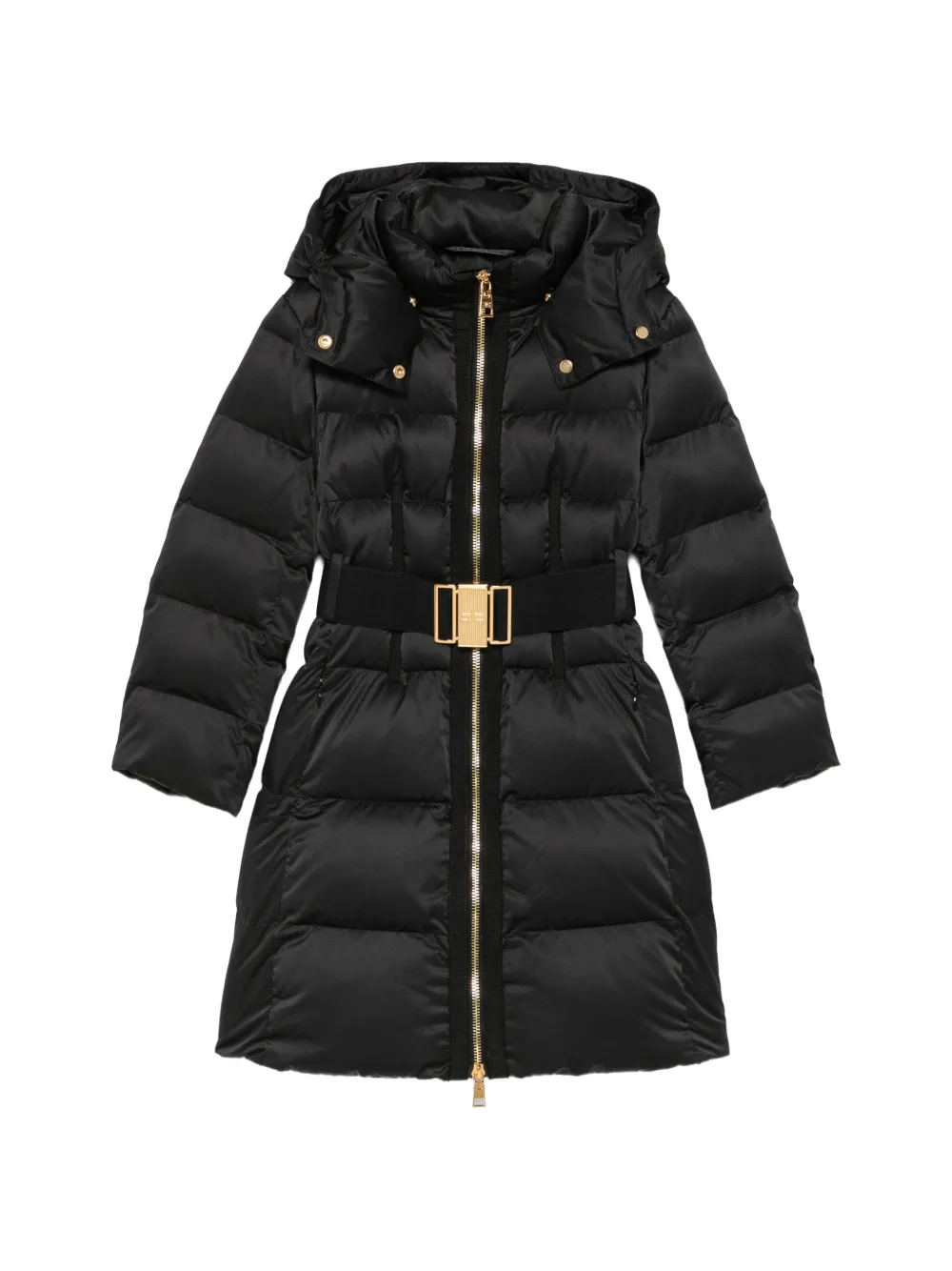 Elisabetta Franchi La Mia Bambina belted hooded jacket - Nero