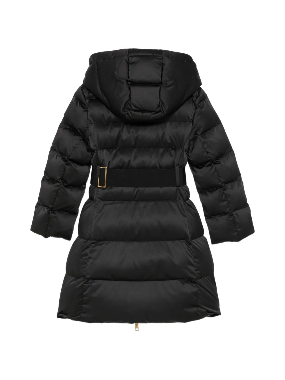 Elisabetta Franchi La Mia Bambina belted hooded jacket Zwart