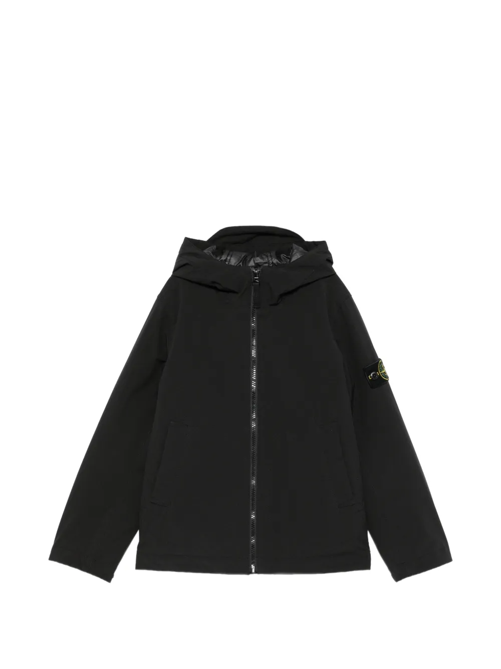 Stone Island Junior logo-patch hooded jacket - Nero