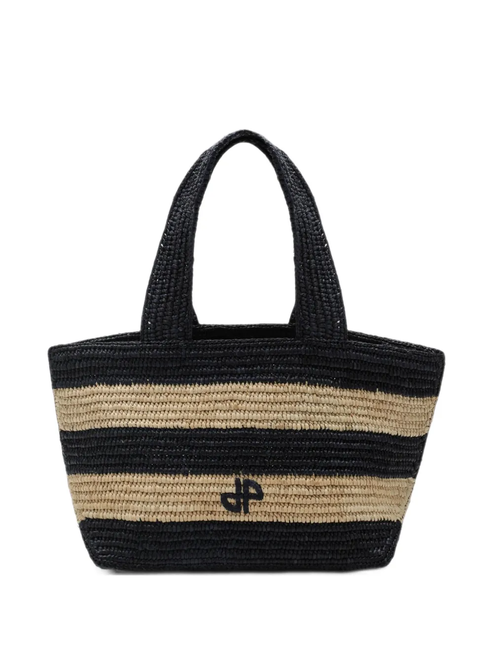Patou small Trapeze PM striped raffia tote bag
