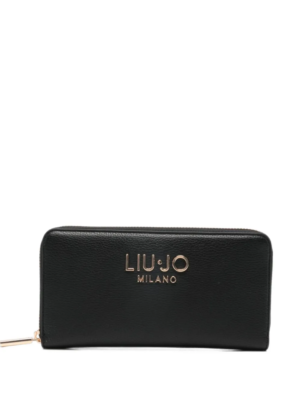 Liu •jo Logo-plaque Pebbled Leather Wallet In Black