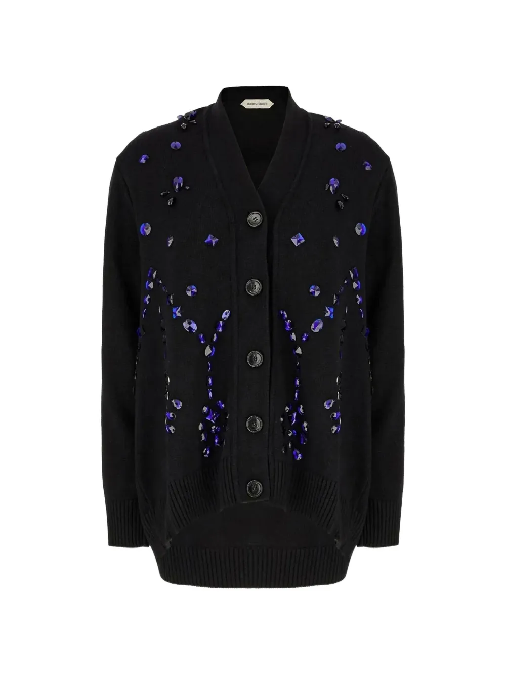 Alberta Ferretti crystal-embellished cardigan - Black