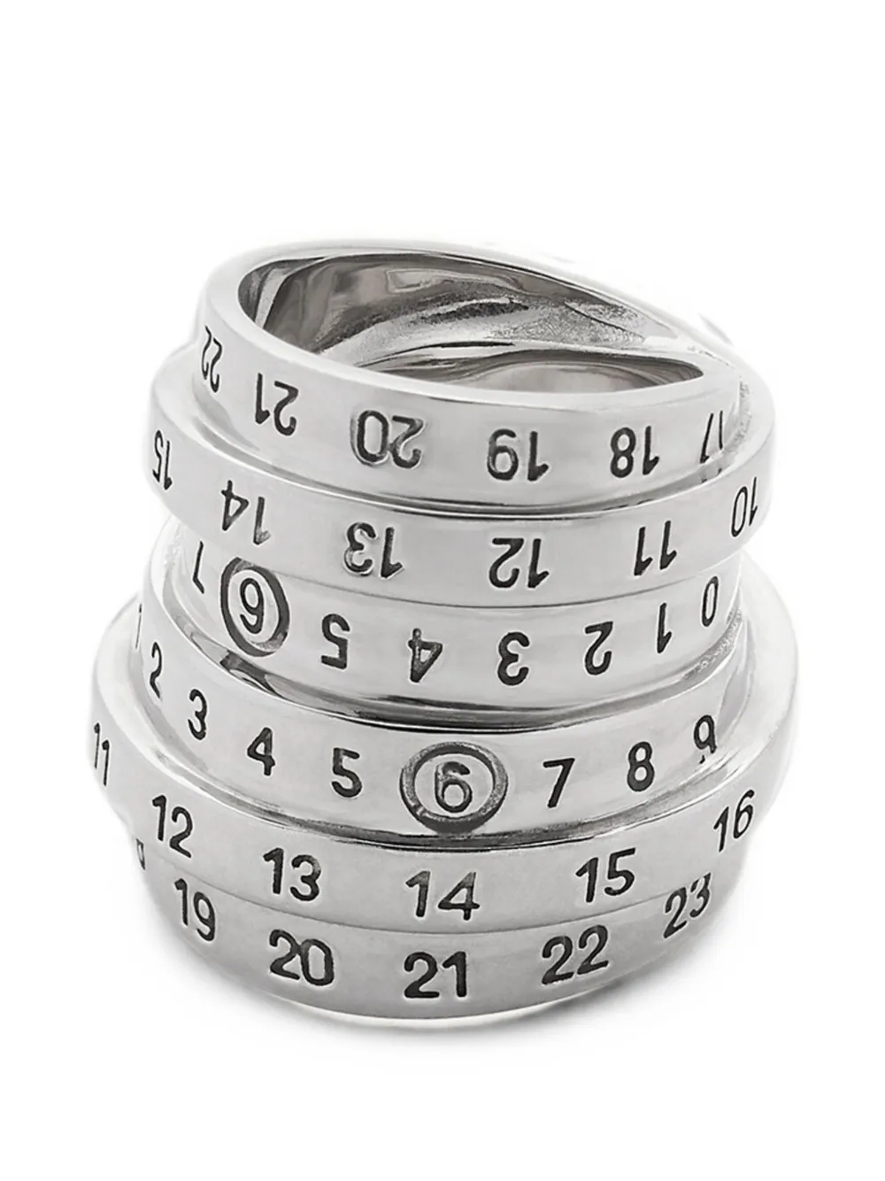 MM6 Maison Margiela Numeric Signature stacked ring - Argento