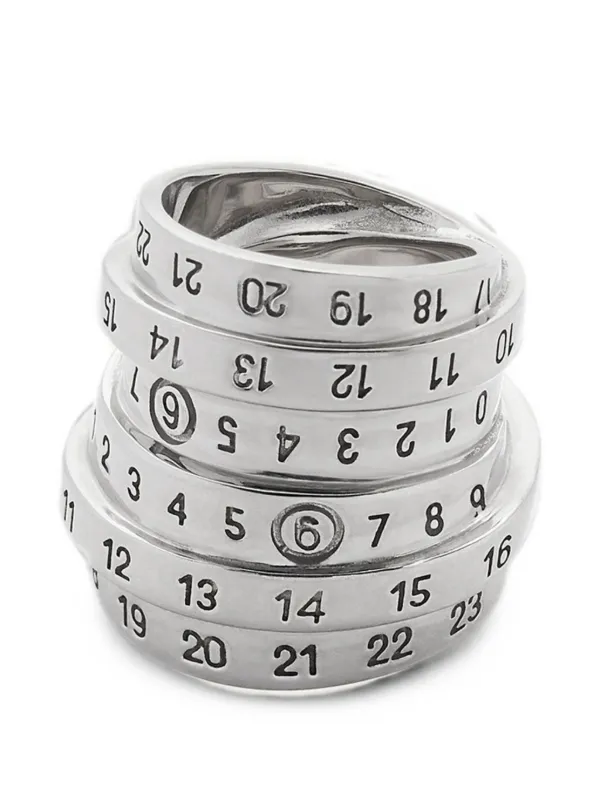 MM6 Maison Margiela Numeric Signature Stacked Ring in Silver